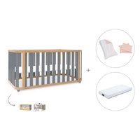 Lit bébé-Lit d'enfant 70x140 cm (3in1) bois/gris · Crea Plus Due C350-M5058