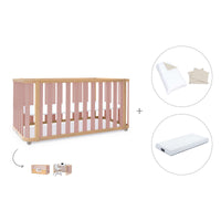 Lit bébé-Lit d'enfant 70x140 cm (3in1) bois/rose · Crea Plus Due C350-M5059