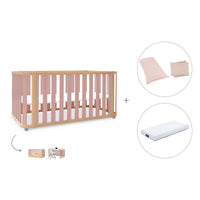 Lit bébé-Lit d'enfant 70x140 cm (3in1) bois/rose · Crea Plus Due C350-M5059