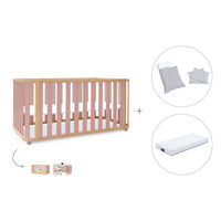 Lit bébé-Lit d'enfant 70x140 cm (3in1) bois/rose · Crea Plus Due C350-M5059