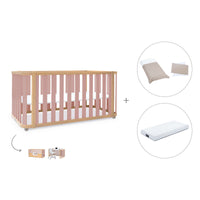 Lit bébé-Lit d'enfant 70x140 cm (3in1) bois/rose · Crea Plus Due C350-M5059