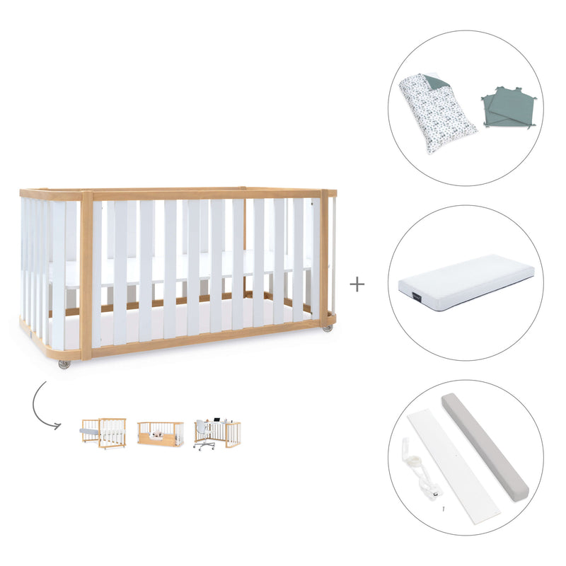 Babybett-Bett 70x140 cm (3in1) Holz/weiss · Crea Plus Due C350-M5011