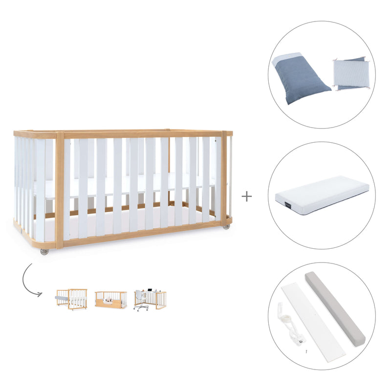 Babybett-Bett 70x140 cm (3in1) Holz/weiss · Crea Plus Due C350-M5011