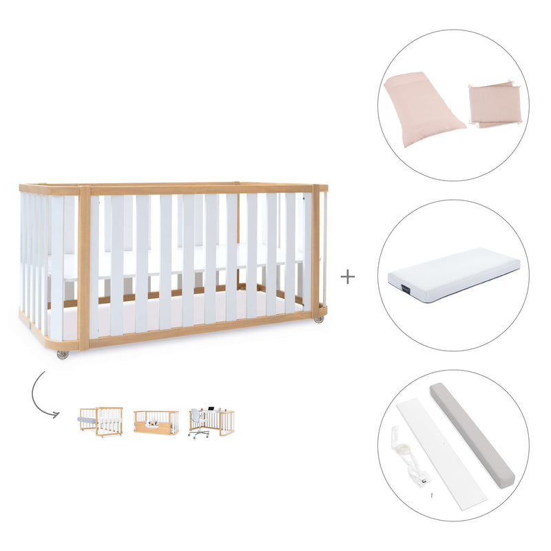 Babybett-Bett 70x140 cm (3in1) Holz/weiss · Crea Plus Due C350-M5011