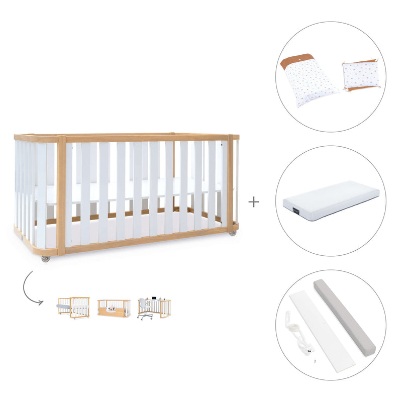 Babybett-Bett 70x140 cm (3in1) Holz/weiss · Crea Plus Due C350-M5011