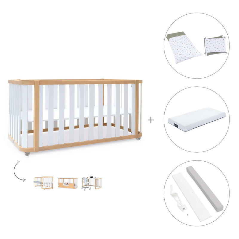 Babybett-Bett 70x140 cm (3in1) Holz/weiss · Crea Plus Due C350-M5011