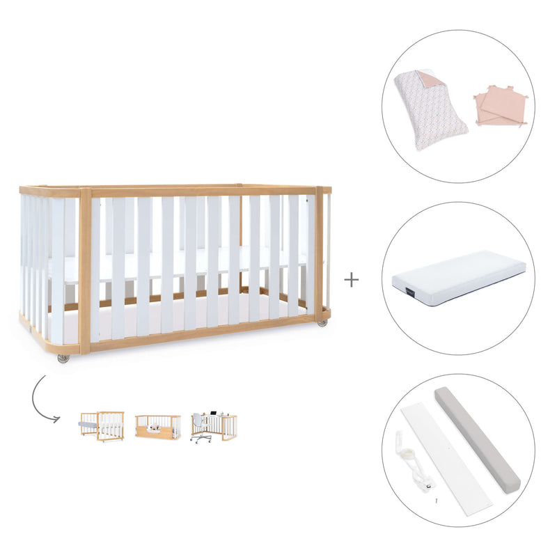 Babybett-Bett 70x140 cm (3in1) Holz/weiss · Crea Plus Due C350-M5011