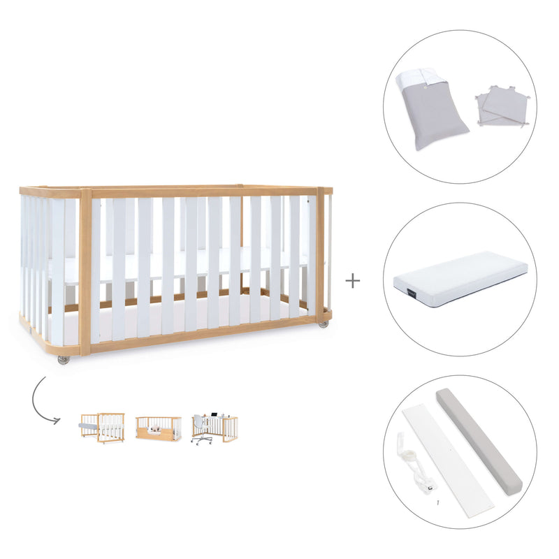 Babybett-Bett 70x140 cm (3in1) Holz/weiss · Crea Plus Due C350-M5011