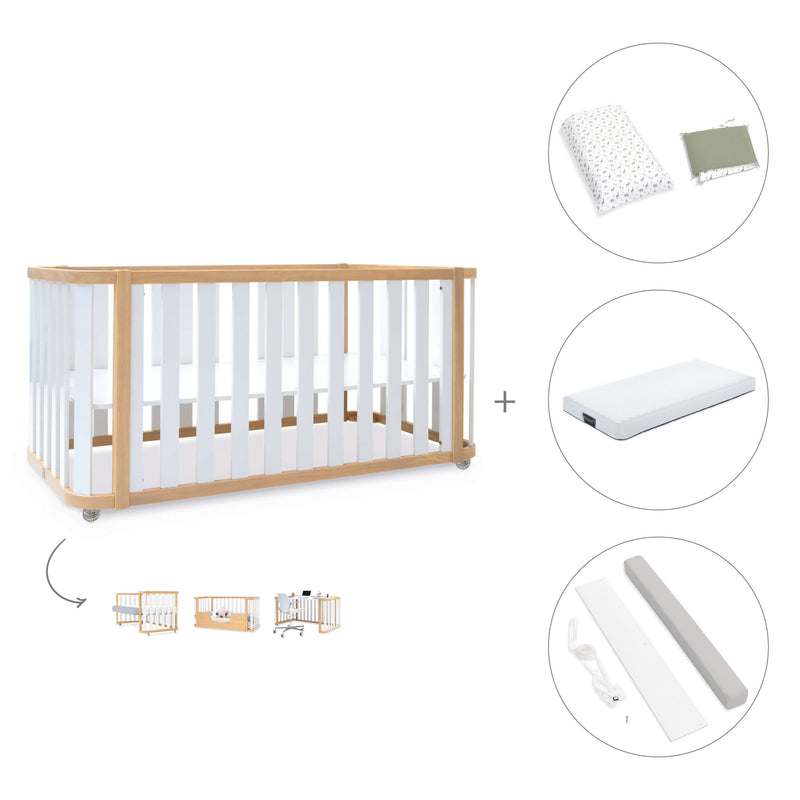 Babybett-Bett 70x140 cm (3in1) Holz/weiss · Crea Plus Due C350-M5011