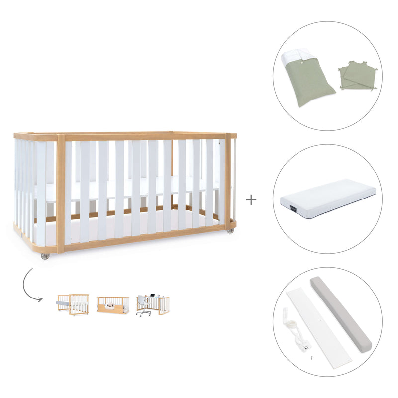 Babybett-Bett 70x140 cm (3in1) Holz/weiss · Crea Plus Due C350-M5011