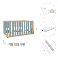 Lit bébé-Lit d'enfant 70x140 cm (3in1) bois/vert · Crea Plus Due C350-M5057