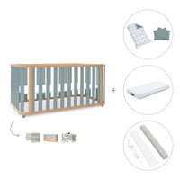 Lit bébé-Lit d'enfant 70x140 cm (3in1) bois/vert · Crea Plus Due C350-M5057