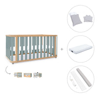 Lit bébé-Lit d'enfant 70x140 cm (3in1) bois/vert · Crea Plus Due C350-M5057