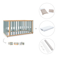 Lit bébé-Lit d'enfant 70x140 cm (3in1) bois/vert · Crea Plus Due C350-M5057