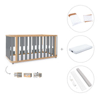Lit bébé-Lit d'enfant 70x140 cm (3in1) bois/gris · Crea Plus Due C350-M5058