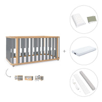 Lit bébé-Lit d'enfant 70x140 cm (3in1) bois/gris · Crea Plus Due C350-M5058