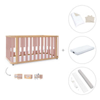 Lit bébé-Lit d'enfant 70x140 cm (3in1) bois/rose · Crea Plus Due C350-M5059