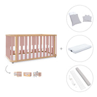 Lit bébé-Lit d'enfant 70x140 cm (3in1) bois/rose · Crea Plus Due C350-M5059