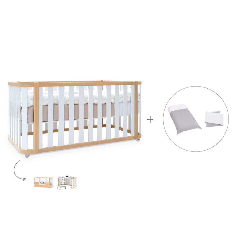 Lit bébé-Lit d'enfant 70x140 cm (3in1) bois/blanc · Crea Plus Due C350-M5011