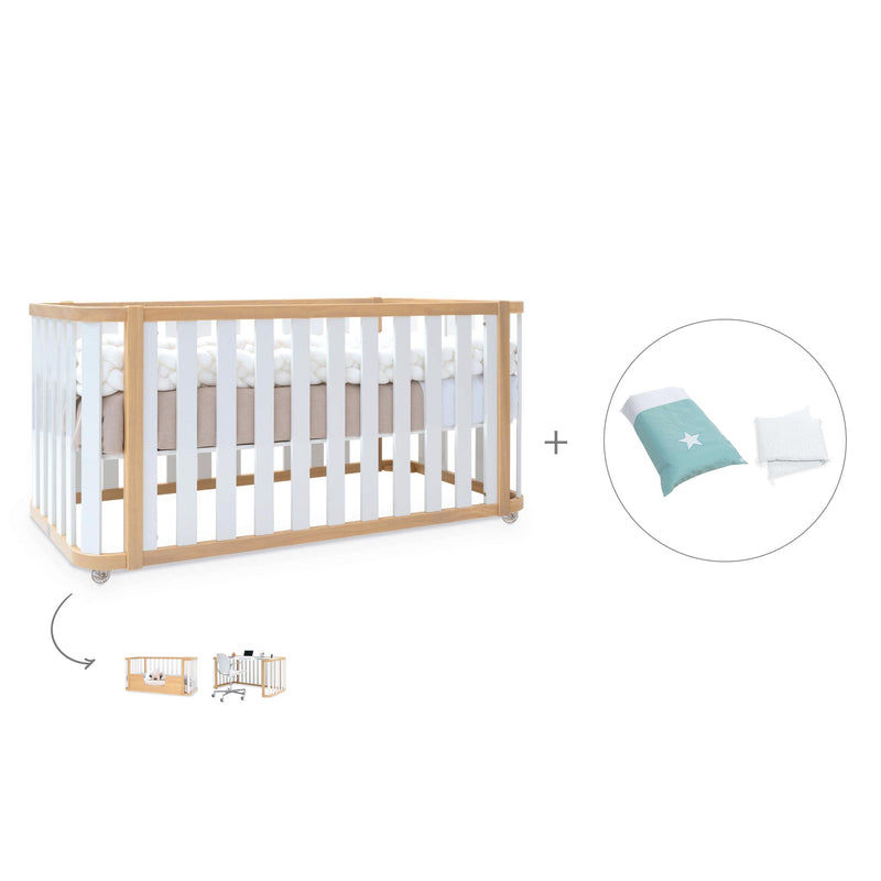 Cot-bed 70x140 cm (3in1) wooden/white · Crea Plus Due C350-M5011