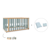 Lit bébé-Lit d'enfant 70x140 cm (3in1) bois/vert · Crea Plus Due C350-M5057