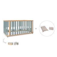 Lit bébé-Lit d'enfant 70x140 cm (3in1) bois/vert · Crea Plus Due C350-M5057