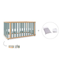 Lit bébé-Lit d'enfant 70x140 cm (3in1) bois/vert · Crea Plus Due C350-M5057