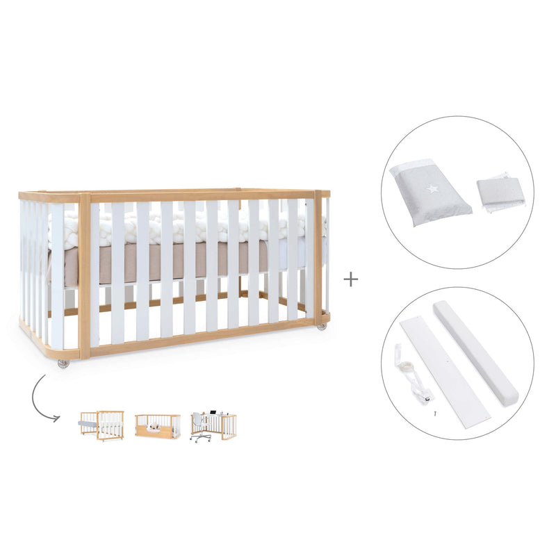 Lit bébé-Lit d'enfant 70x140 cm (3in1) bois/blanc · Crea Plus Due C350-M5011