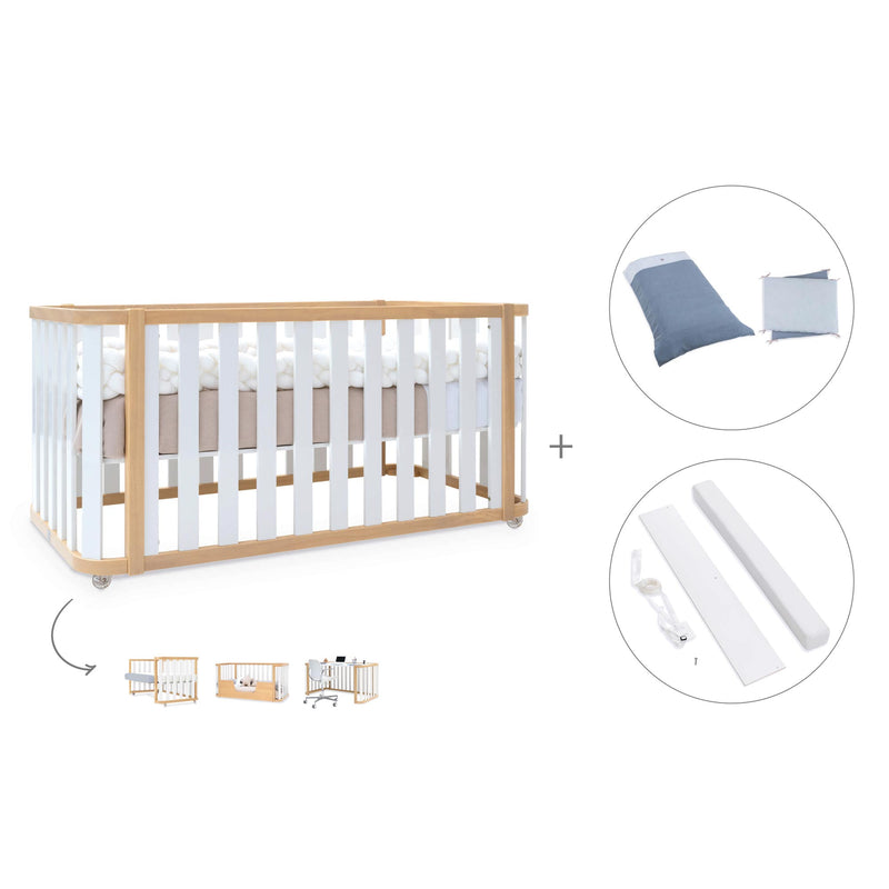 Cot-bed 70x140 cm (3in1) wooden/white · Crea Plus Due C350-M5011