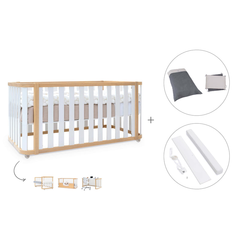 Lit bébé-Lit d'enfant 70x140 cm (3in1) bois/blanc · Crea Plus Due C350-M5011