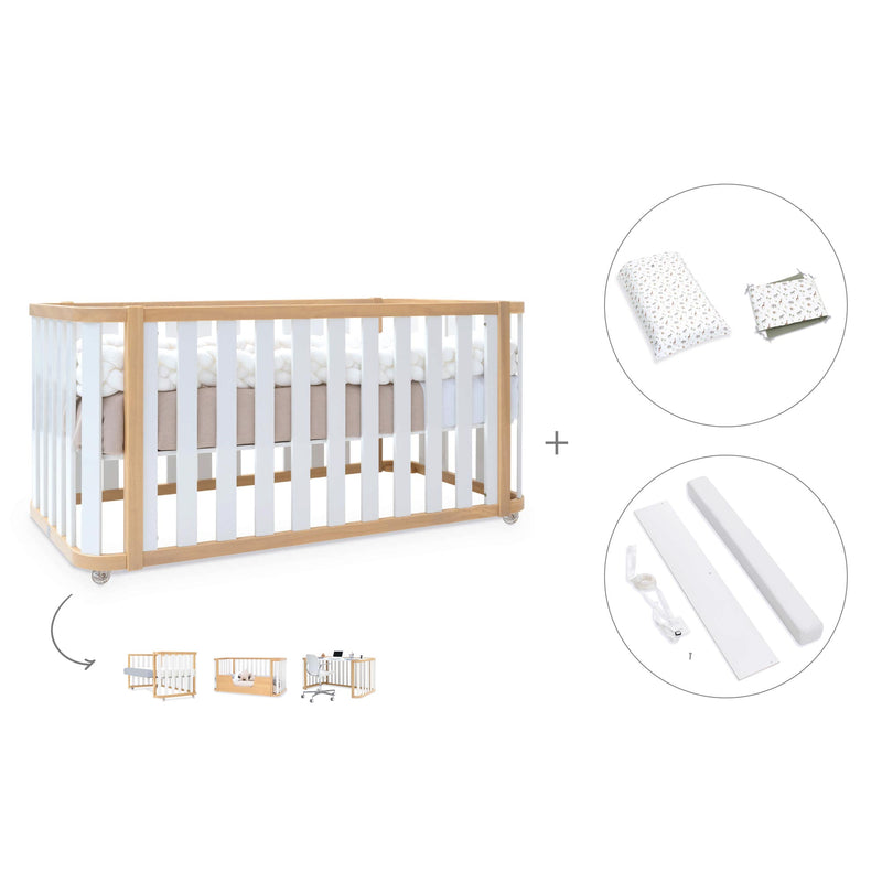 Cot-bed 70x140 cm (3in1) wooden/white · Crea Plus Due C350-M5011