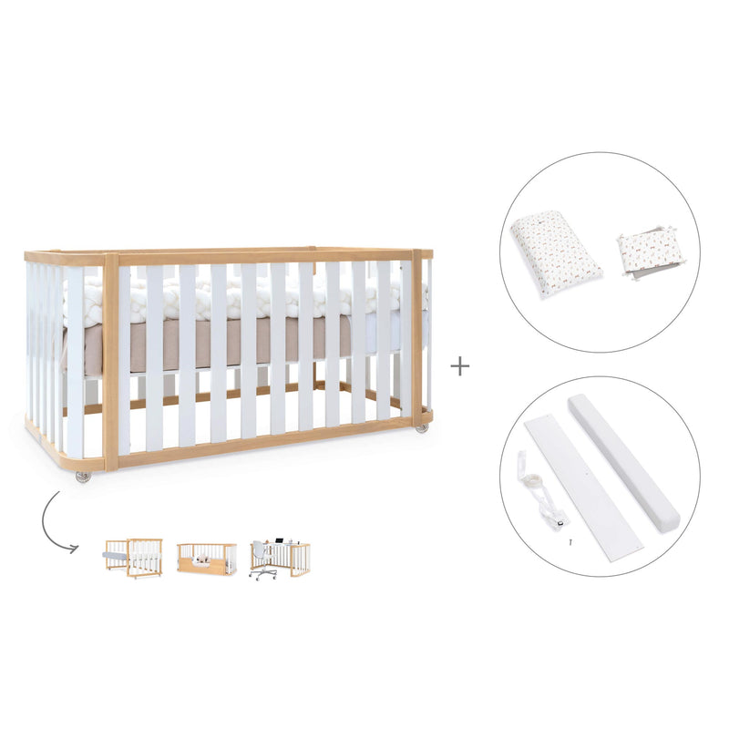 Lit bébé-Lit d'enfant 70x140 cm (3in1) bois/blanc · Crea Plus Due C350-M5011