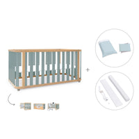 Lit bébé-Lit d'enfant 70x140 cm (3in1) bois/vert · Crea Plus Due C350-M5057