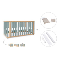 Lit bébé-Lit d'enfant 70x140 cm (3in1) bois/vert · Crea Plus Due C350-M5057