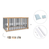 Cot-bed 70x140 cm (3in1) wooden/grey · Crea Plus Due C350-M5058