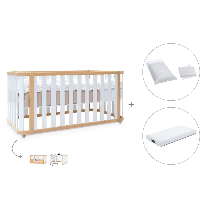 Cot-bed 70x140 cm (3in1) wooden/white · Crea Plus Due C350-M5011