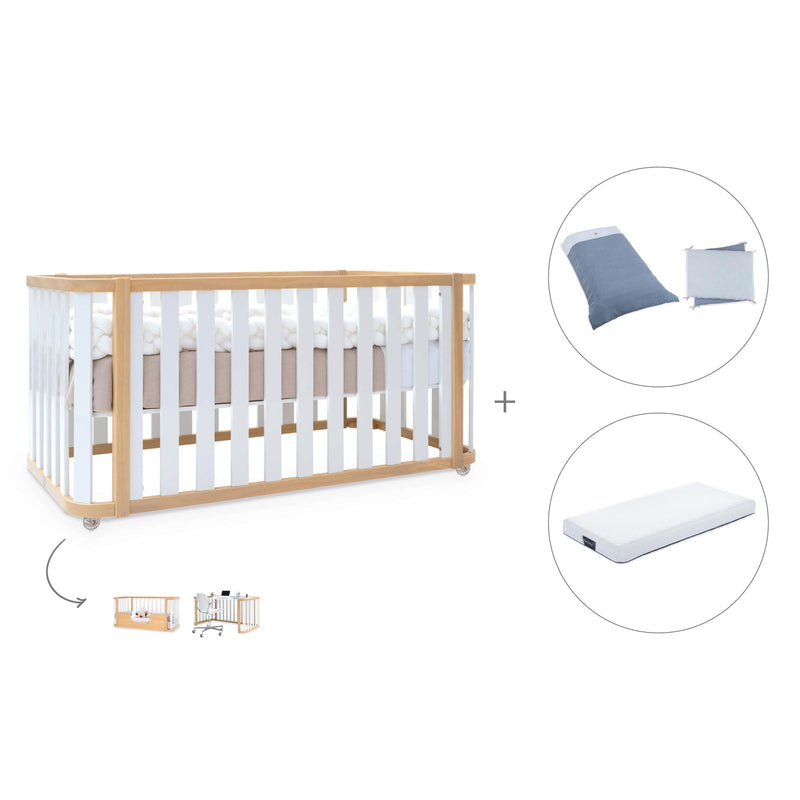 Cot-bed 70x140 cm (3in1) wooden/white · Crea Plus Due C350-M5011