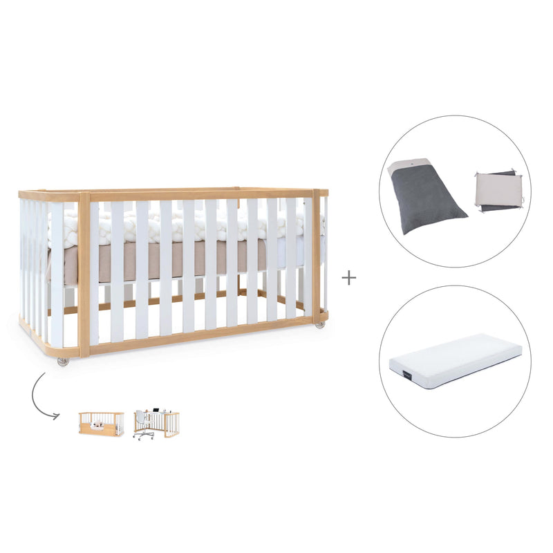 Lit bébé-Lit d'enfant 70x140 cm (3in1) bois/blanc · Crea Plus Due C350-M5011