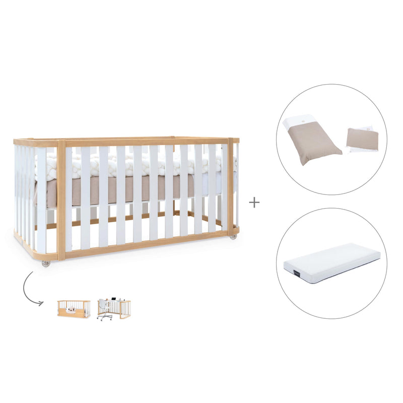 Lit bébé-Lit d'enfant 70x140 cm (3in1) bois/blanc · Crea Plus Due C350-M5011