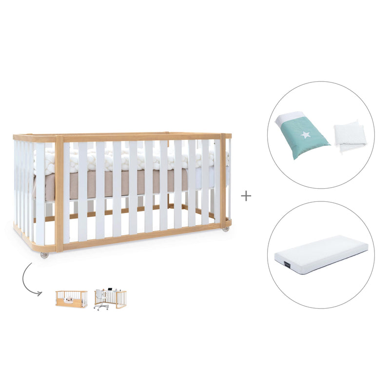 Cot-bed 70x140 cm (3in1) wooden/white · Crea Plus Due C350-M5011