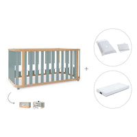 Lit bébé-Lit d'enfant 70x140 cm (3in1) bois/vert · Crea Plus Due C350-M5057