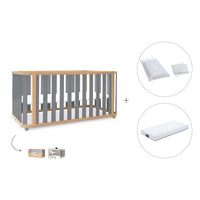 Lit bébé-Lit d'enfant 70x140 cm (3in1) bois/gris · Crea Plus Due C350-M5058