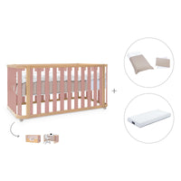 Lit bébé-Lit d'enfant 70x140 cm (3in1) bois/rose · Crea Plus Due C350-M5059