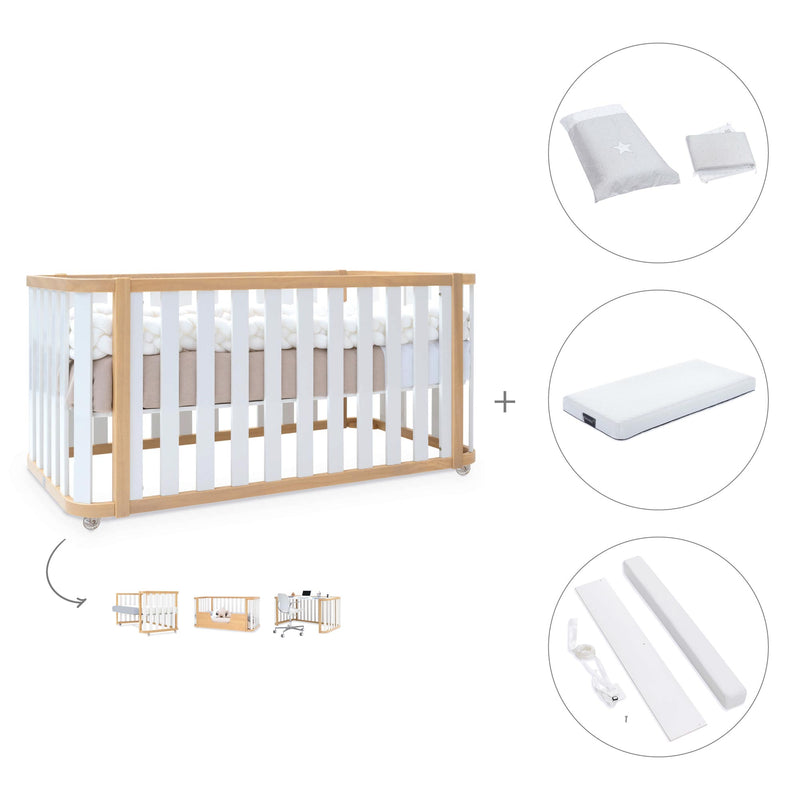 Lit bébé-Lit d'enfant 70x140 cm (3in1) bois/blanc · Crea Plus Due C350-M5011