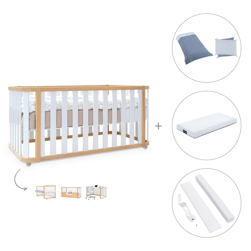 Lit bébé-Lit d'enfant 70x140 cm (3in1) bois/blanc · Crea Plus Due C350-M5011