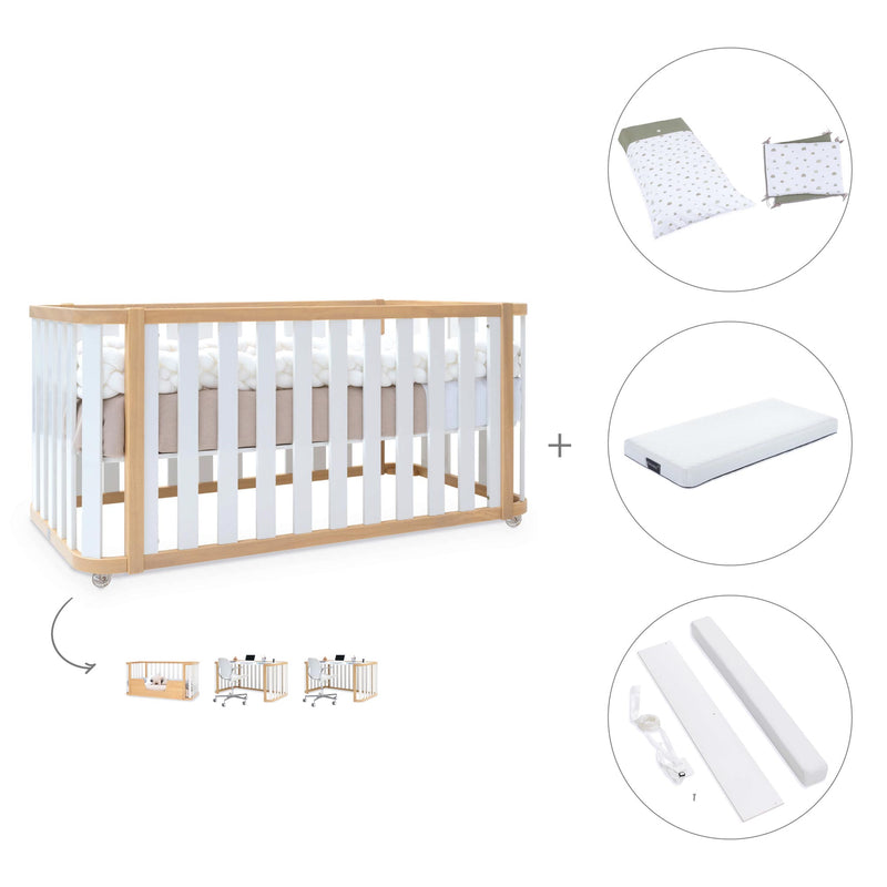 Lit bébé-Lit d'enfant 70x140 cm (3in1) bois/blanc · Crea Plus Due C350-M5011