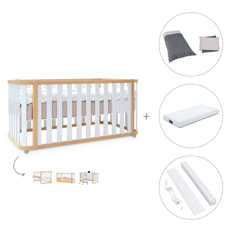 Lit bébé-Lit d'enfant 70x140 cm (3in1) bois/blanc · Crea Plus Due C350-M5011