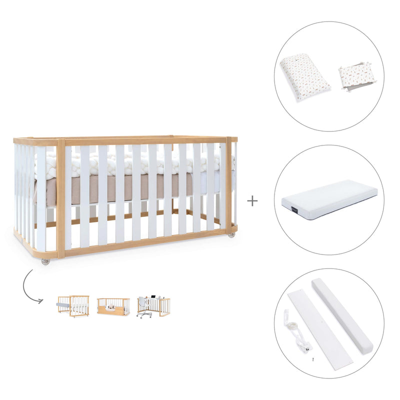 Lit bébé-Lit d'enfant 70x140 cm (3in1) bois/blanc · Crea Plus Due C350-M5011