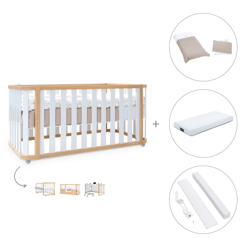 Lit bébé-Lit d'enfant 70x140 cm (3in1) bois/blanc · Crea Plus Due C350-M5011