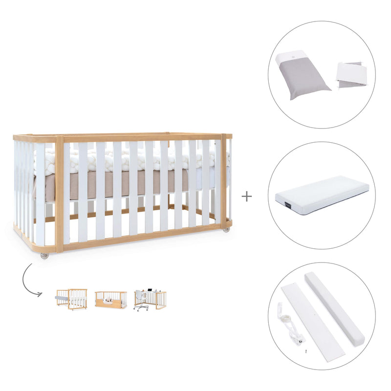 Lit bébé-Lit d'enfant 70x140 cm (3in1) bois/blanc · Crea Plus Due C350-M5011